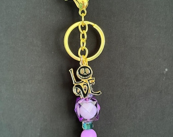 Gold Keychain with “LOVE” Halloween Charm