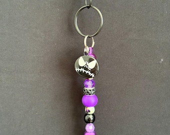 Black Keychain with Halloween face Charm