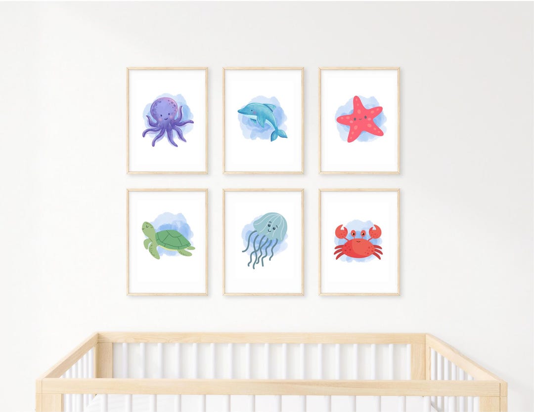 Under the Sea Nursery Decor Printable – Ocean Animals Baby Nursery Wall ...