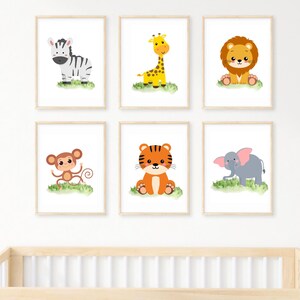 Safari Nursery Decor Printable – Safari Animals Baby Nursery Wall Art – Digital Download, Zoo Animal Prints
