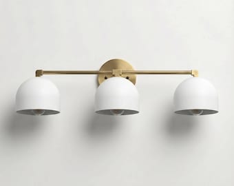 Brass Vanity Light: Mid Century Modern Wall Sconce Lighting Fixture for Bathroom Mirror | Wall Fixture
