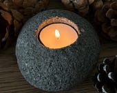 Glowing Icelandic Lava Stone Candle Holder – Natural Volcanic Rock Tealight – Minimalist Handmade Decor from Iceland – Aurora Edition