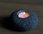Handmade Icelandic Lava Stone Candle Holder – Natural Volcanic Rock Tealight – Minimalist Decor from Iceland