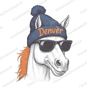 Cool Denver Horse PNG, Hipster Horse Wearing Beanie and Sunglasses, Funny Animal Clipart, Retro Horse Sublimation, Western Graphic Design