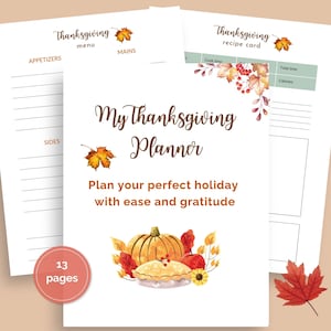Thanksgiving Planner | Printable Holiday Organizer with Meal Plan, Grocery List, Checklist, Budget, Guest List & More | Instant Download PDF