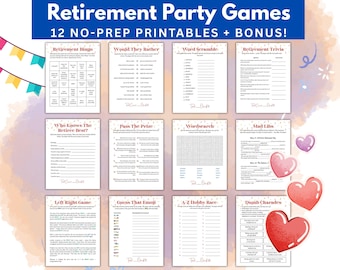 Retirement Party Games Bundle: 12 Fun Office/Workplace Icebreakers & Activities plus BONUS | Instant Download | Printable