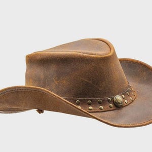 Men’s & Women’s Cowboy Hat – 100% Brown Leather Western Wear