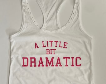 Disfraz de Regina George para mujer, camisa un poco dramática para niñas, disfraz, camiseta sin mangas, Top con diamantes de imitación, ajuste relajado