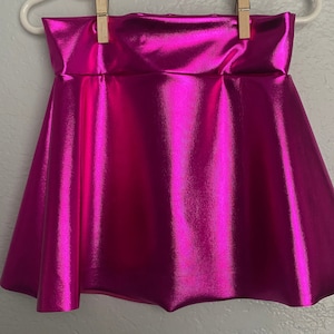 Girls Hot Pink shiny metallic twirl skirt fuchsia 6 9 12 18 24 months 2T 3T 4T 5T 5 6 7 8 9 10 11 12 Toddler Kids circle skirt Skater skirt image 1