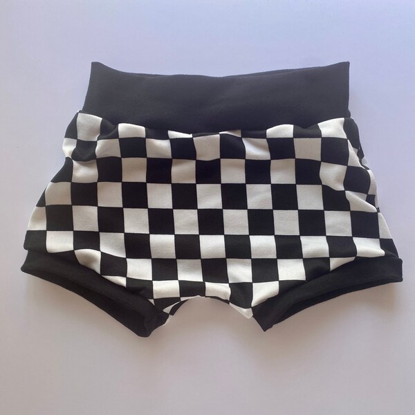 Black & White Checkered Shorts Boys Etsy