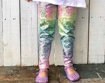 Kids Rainbow Marble Leggings