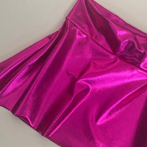 Girls Hot Pink shiny metallic twirl skirt fuchsia 6 9 12 18 24 months 2T 3T 4T 5T 5 6 7 8 9 10 11 12 Toddler Kids circle skirt Skater skirt image 2