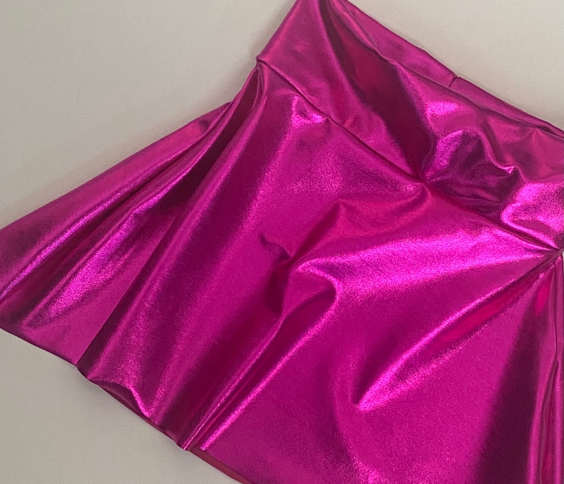 Girls Hot Pink shiny metallic twirl skirt fuchsia 6 9 12 18 24 months 2T 3T 4T 5T 5 6 7 8 9 10 11 12 Toddler Kids circle skirt Skater skirt image 2