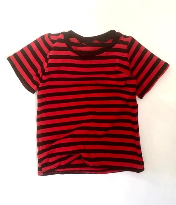 Kids Red and Black Striped Shirt Stripe T-shirt Toddler Tee