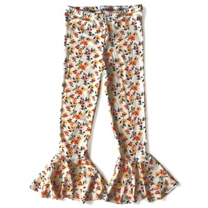 Bas évasé à imprimé floral rétro Leggings évasés pour bébés en bas âge des années 70, 3 6 9 12 18 24 mois 2T 3T 4T 5T 6 7 Costume hippie cloches