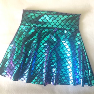 Mermaid Skirt Purple Turquoise Teal two tone iridescent girls skater twirl skirt 6 9 12 18 24 months 2T 3T 4T 5T 5 6 7 9 8 10 11 12 image 1