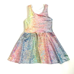 Rainbow Sparkle Unicorn skater Dress Girls Tie Dye Birthday 6 12 18 24 months 2T 3T 4T 5T 5 6 7 8 10 12 costume