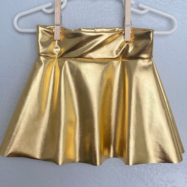 Girls GOLD metallic twirl skirt 6 9 12 18 24 months 2T 3T 4T 5T 5 6 7 8 9 10 11 12 Baby Toddler Kids Christmas circle skirt