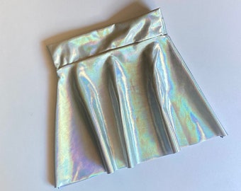 Girls Holographic Iridescent silver shiny twirl skirt 6 9 12 18 24 months 2T 3T 4T 5T 5 6 7 8 10 12 Baby Toddler Skater skirt Alien Costume