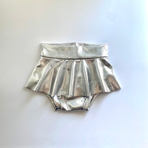 Shiny Metallic Silver Skirted Bummies Baby & Toddler sizes 0 3 6 9 12 18 24 months 2T 3T girls