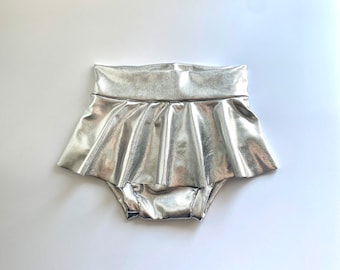 Shiny Silver Skirted Bummies Baby Toddler 0 3 6 9 12 18 24 months 2T girls