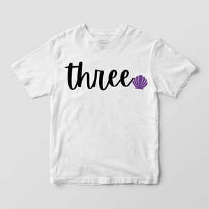 Girls Mermaid Birthday T-Shirt THREE third birthday t shirt Toddler and Kids sizes