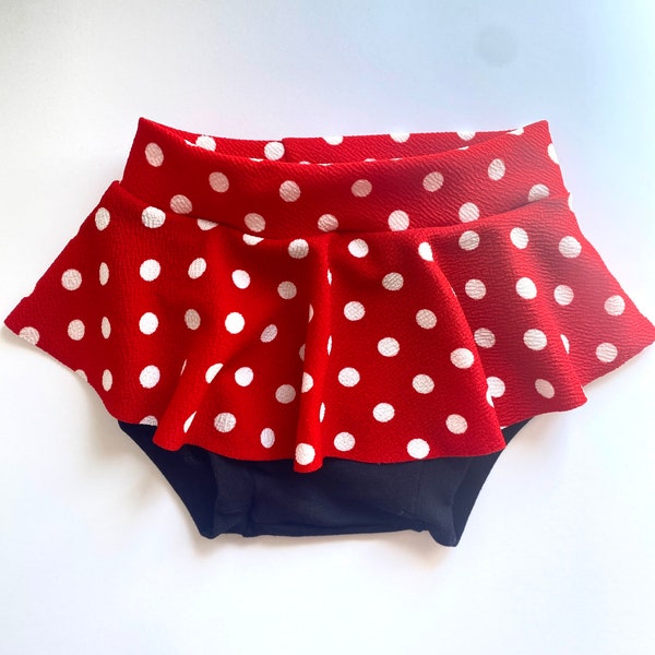 Red and white polka dot Skirted Bummies skirt baby girls 0/3 3/6 6/12 12/18 24 months 2T