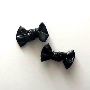 Shiny Black Metallic Bows on clips Pigtail Piggie Bow Set of Two Hair Bows Girls Toddler Kids