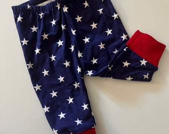 Fourth of July Stars Red White and Blue Pants Gender Neutral Baby Toddler 0 3 6 9 12 18 24 months 2T 3T 4T 5T Patriotic Leggings Girls Boys