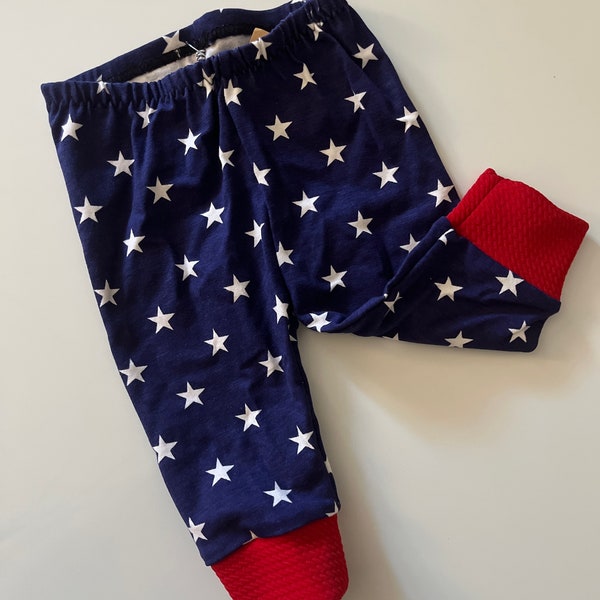 Fourth of July Stars Red White and Blue Pants Gender Neutral Baby Toddler 0 3 6 9 12 18 24 months 2T 3T 4T 5T Patriotic Leggings Girls Boys