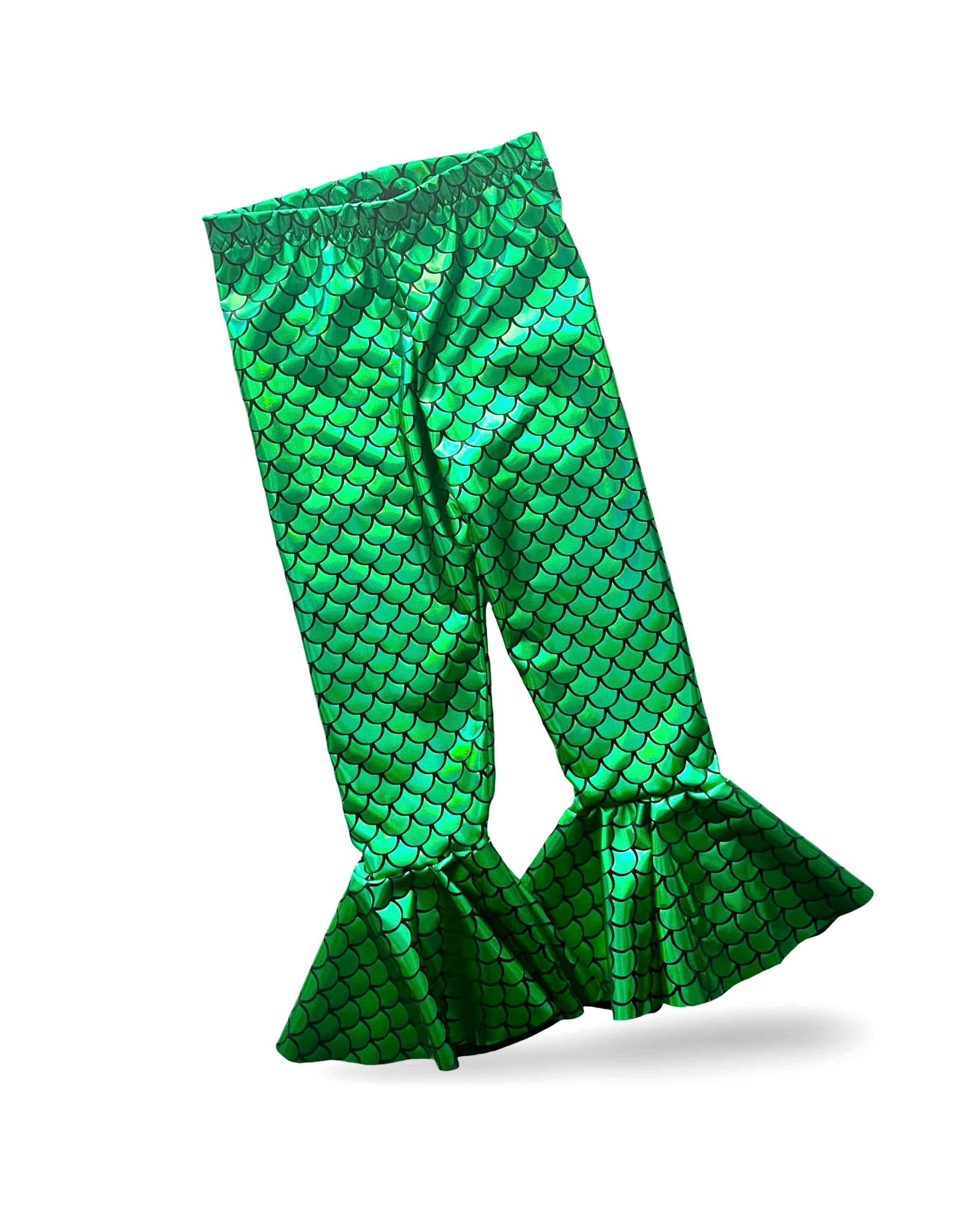 Mermaid Bell Bottoms leggings Green Mermaid tail costume Girls Baby Toddler Birthday 0 3 6 9 12 18 24 months 2T 3T 4T 5T 6 7