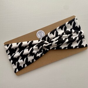 165. Houndtooth double bow preppy headband Houndstooth Knotted Bow Headband - Etsy main image 3