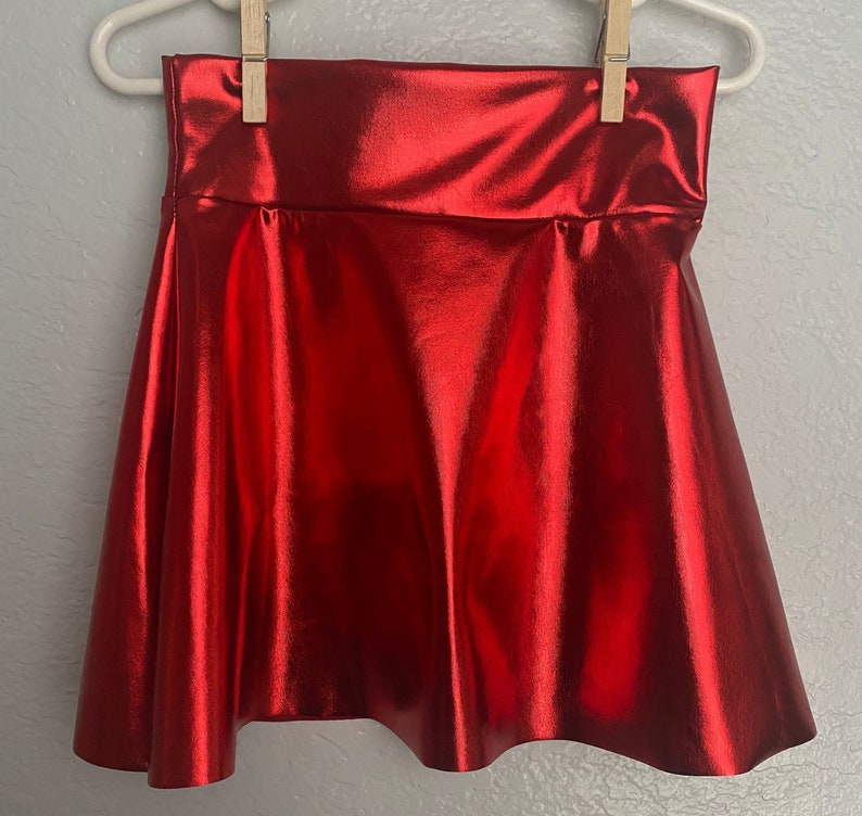 Girls Red metallic twirl skirt 6 9 12 18 24 months 2T 3T 4T 5T 5 6 7 8 9 10 11 12 Baby Toddler Kids Christmas circle skirt image 1