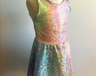 slim fit dress slacks Rainbow Avatar Holo A-Line Mini Dress W/Pockets Large main image 1