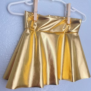 Girls GOLD metallic twirl skirt 6 9 12 18 24 months 2T 3T 4T 5T 5 6 7 8 9 10 11 12 Baby Toddler Kids Christmas circle skirt image 2