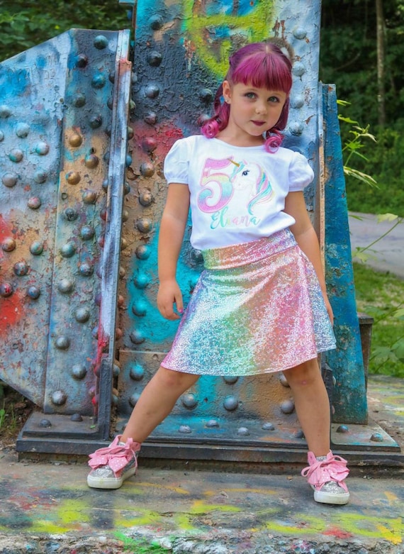 Girls Unicorn skirt Rainbow twirl skirt Colorful Tie Dye Skater Skirt or  Skort Baby Toddler Kids Sizes Unicorn Birthday Party