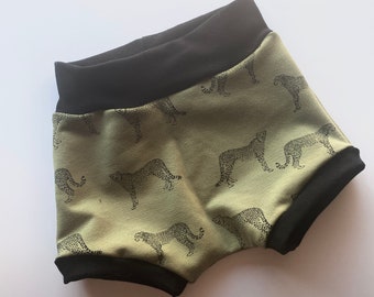 Safari print Bummies shorties 0 3 6 9 12 18 24 months 2T 3T Shorts Gender Neutral baby toddler olive green animal print