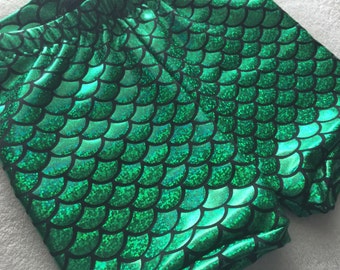 Mermaid Shorts Green and Black Birthday girls fish scale 3 6 12 18 24 months 2T 3T 4T 5T 6 7 8 9 10 11 12 14 costume Baby Toddler