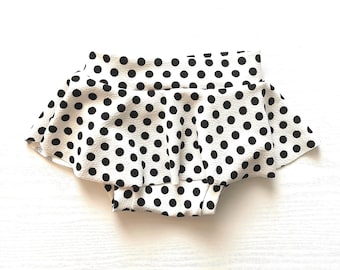 Black and White polka dot Skirted Bummies skirt baby girls 0 3 6 9 12 18 24 months 2T 3T toddler bummies