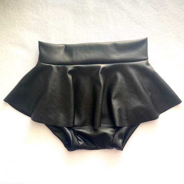 Faux Leather Skirted Bummies Baby girl Toddler 0 3 6 9 12 18 24 months 2T girls Skirt bummies vegan leather matte black