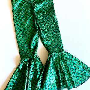 Mermaid Bell Bottoms leggings Green Mermaid tail costume Girls Baby Toddler Birthday 0 3 6 9 12 18 24 months 2T 3T 4T 5T 6 7