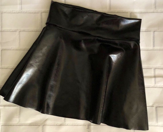 Girls Black Faux Leather Shiny Twirl Skirt 6 9 12 18 24 Months - Kids Leather Skirt Girls Black Faux Leather Shiny Twirl Skirt 6 9 12 18 24 Months - Kids Leather Skirt
