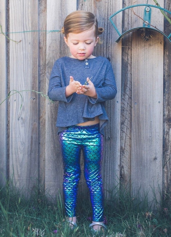 Chicas Leggings Sirena Púrpura Turquesa Azul Azul iridiscente | Etsy México