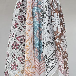 Set Of 5 Hand Block Print Cotton Bandana 21x21" – Handmade Boho Head Scarf, Neck Scarf, Hair Bandana, Unisex Cotton Bandana