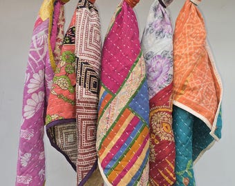 Kantha keukenhanddoekenset van 5 – felgekleurde katoenen theedoeken voor in de keuken en housewarmingcadeau, assorti
