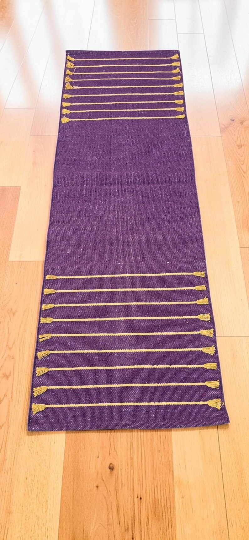 Cotton Yoga Mat 2x6 Feet, Natural Organic Eco Friendly Yoga Rug, Handwoven Meditation Mat, Yoga Carpet, Sustainable Fitness Mat image 3