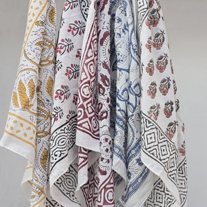 Set Of 5 Hand Block Print Cotton Bandana 21x21" – Handmade Boho Head Scarf, Neck Scarf, Hair Bandana, Unisex Cotton Bandana