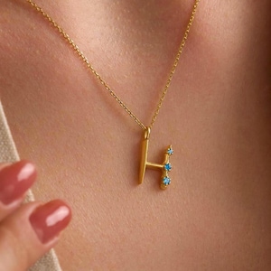 Personalized Initial Birthstone Necklace: Sterling Silver Monogram Pendant