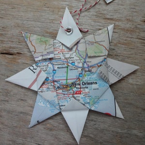 New Orleans, LA Origami Landkarte Ornament Wohnkultur, Kunst, Straßenkarte, Urlaub, Weihnachten, Urlaub, Geburtstag, Hochzeit, Abschlussfeier, Umzug, Geschenk