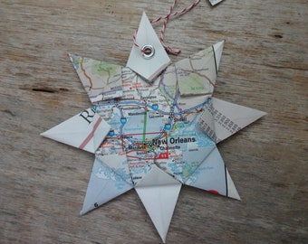 New Orleans, LA Origami Map Ornament Home Decor, Art, Road Map, Vacation, Christmas, Holiday, Birthday, Wedding, Graduation, Moving, Gift